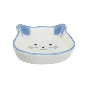 Миска з кераміки для котів з плоскою мордочкою (брахіцефалів) Trixie Котик 250 ml /ø 12 см блакитна
