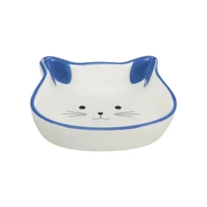 Миска з кераміки для котів з плоскою мордочкою (брахіцефалів) Trixie Котик 250 ml /ø 12 см синя